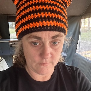 Black and Orange Cat Ear Beanie
