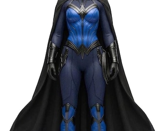 Disfraz azul de Wonder Woman para cosplay, traje de superheroína para mujer, atuendo personalizado para Comic Con, traje de guerrera con capa negra, disfraz de Halloween para mujer.