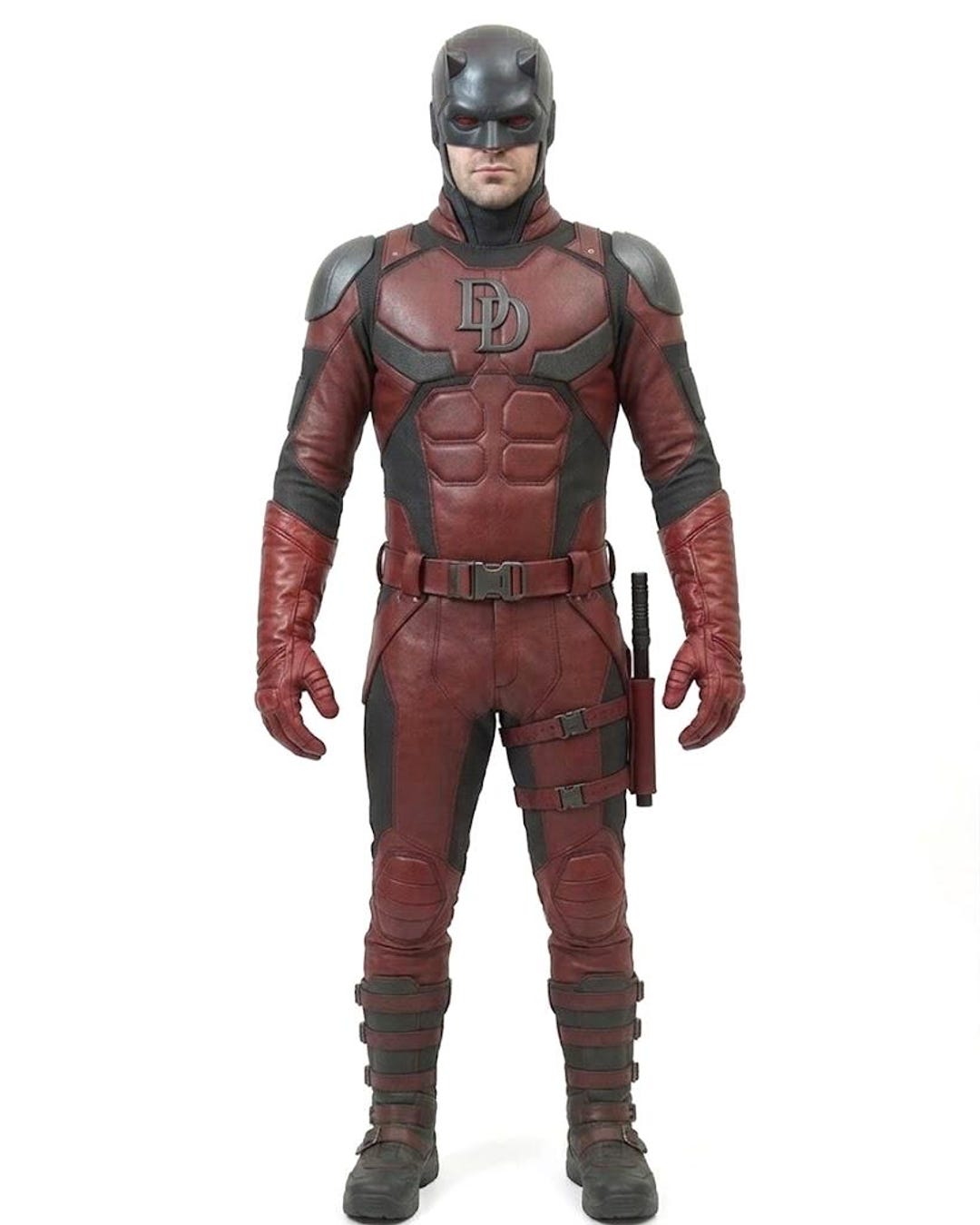 Daredevil Suit — Full Cosplay Costume | Marvel Superhero Outfit | DD Logo Leather-look Bodysuit With Armor Panels & Billy Club Holster - Etsy UK