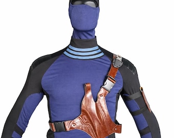 Disfraz de Bullseye Daredevil para cosplay, de cuero, diseño preciso, para la Comic Con de Halloween.