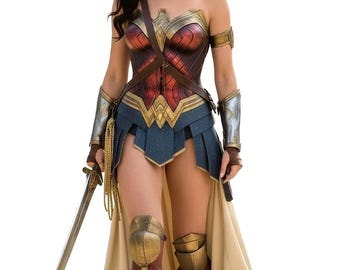Wonder Woman Cosplay Costume for Women – Diana Prince Armor Suit, Superhero Bodysuit, Comic Con Outfit, Halloween Warrior Princess Costume.