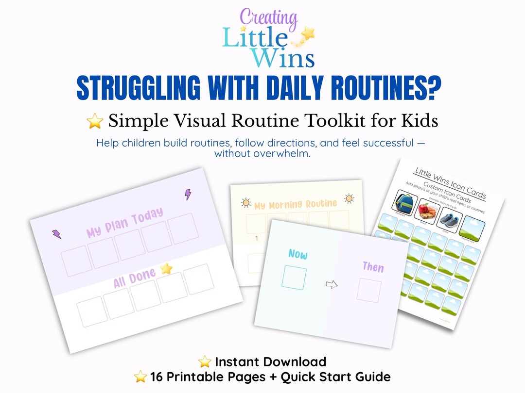 Visual Routine Strip Printable Visual Routine Chart for Kids | Printable Toddler Routine Cards ...