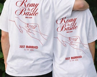 Personalized wedding t-shirt with names and date – Couple wedding t-shirt – Personalized wedding gift – Custom wedding shirt