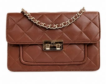 Bolso bandolera de piel acolchada / Bolso de hombro con correa de cadena
