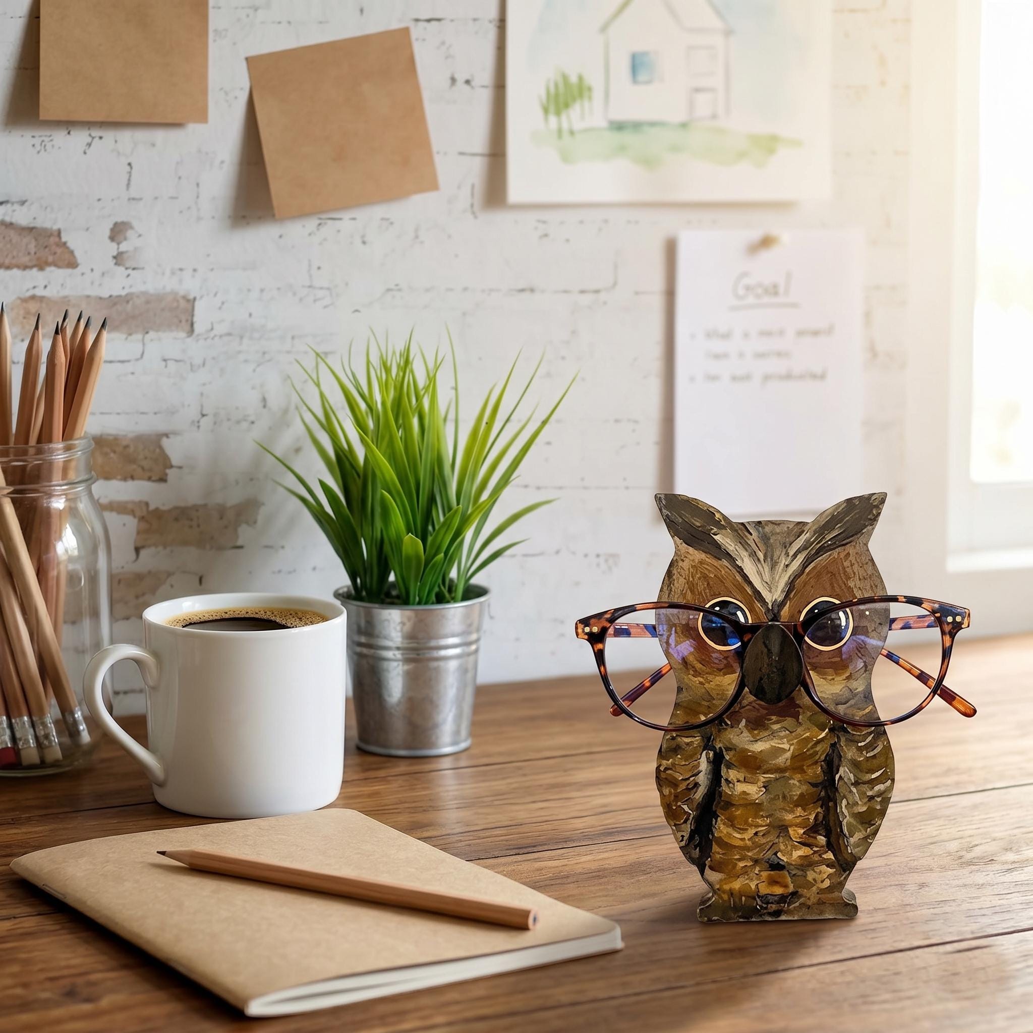 Owl Glasses Holder Wooden Stand, Eyeglass Holder Stand, Nightstand Organizer, Desk Decor, Gift for M