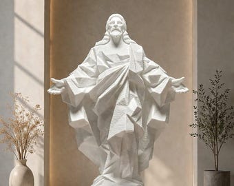Estatua moderna de Jesús de 25 cm, decoración religiosa, escultura minimalista de Cristo blanco, estatua espiritual para el hogar.