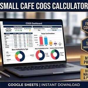 Small Cafe COGS Calculator Google Sheets Food Cost Profit Tracker