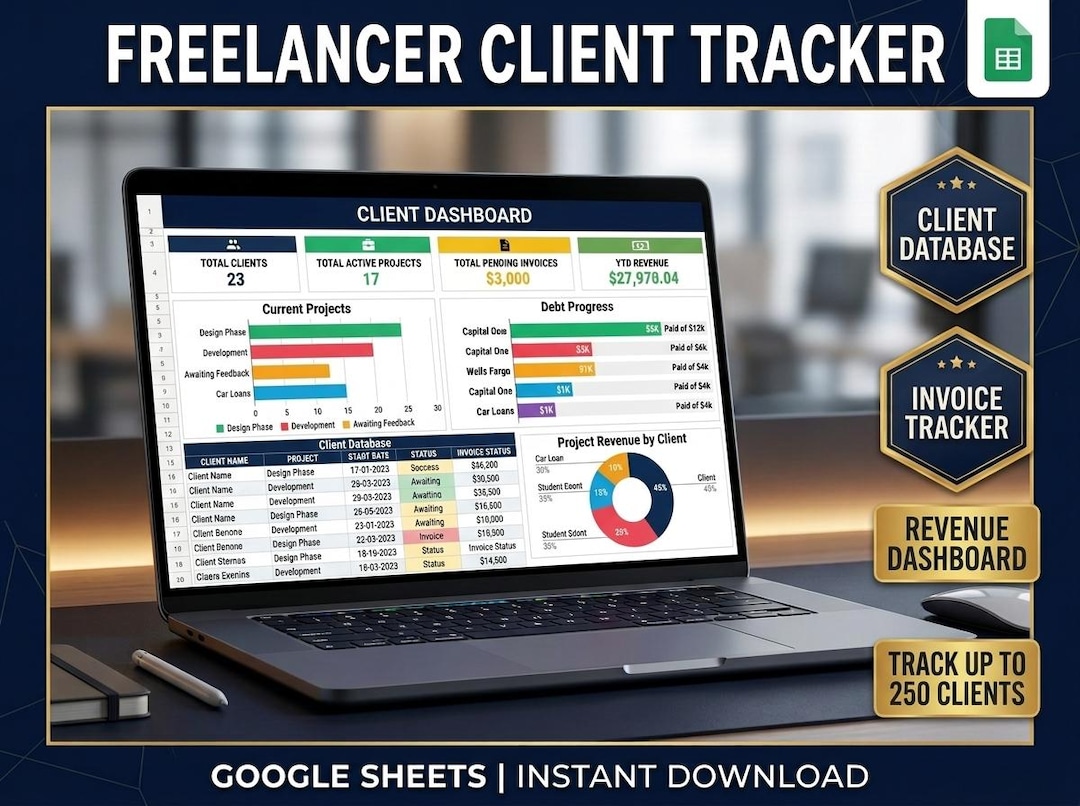 Freelancer Client Tracker Google Sheets | Client & Invoice Management ...