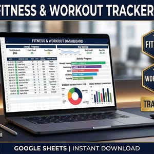 Fitness and Workout Tracker Google Sheets | Exercise Log & Gym Planner Template