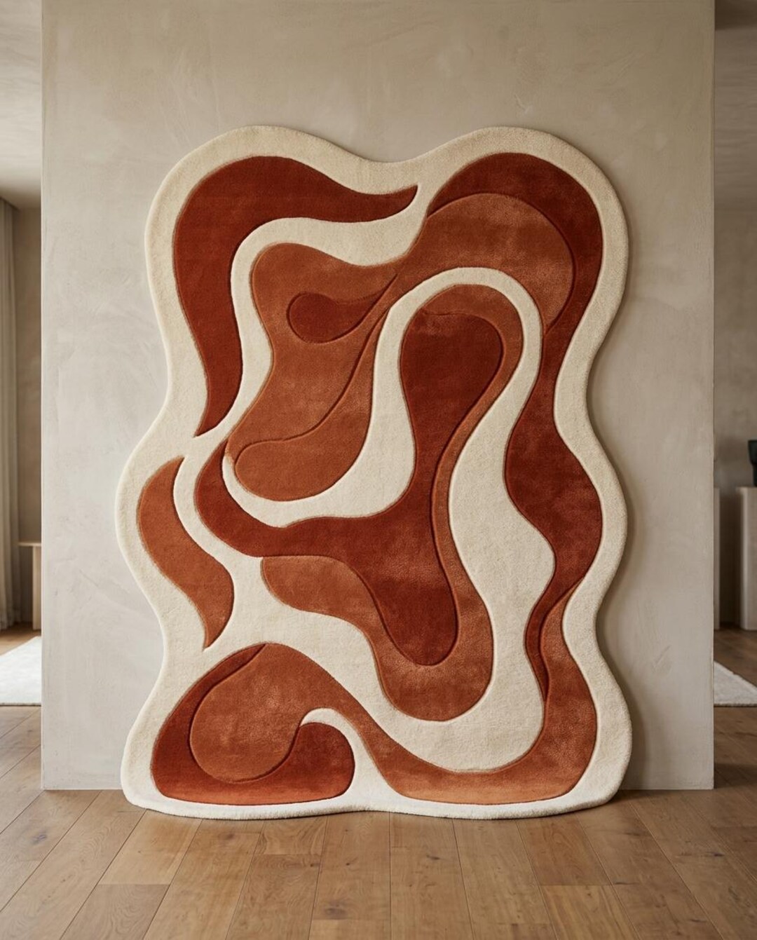 Irregular Abstract Area Rug Abstract Tufted Area Rug Irregular Shape Wool Cotton Modern Artistic ...