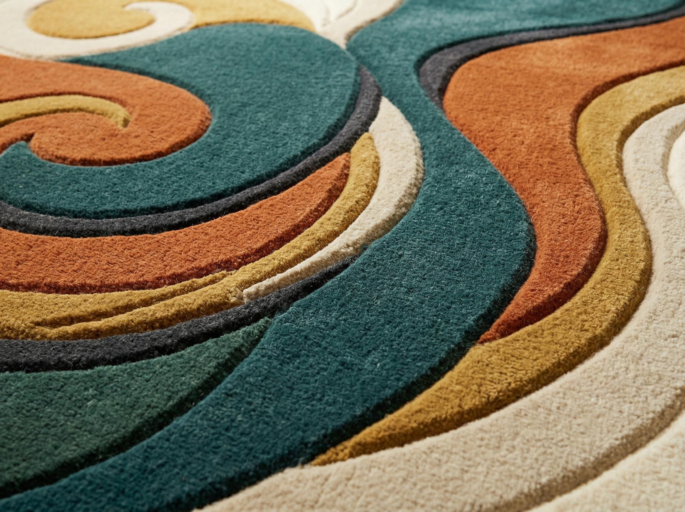 Hand Tufted Rug Abstract Swirl Pattern Wool Cotton Modern Living Room ...