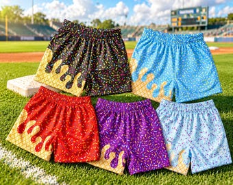 Baseball Lifestyle Ice Cream Mesh Shorts for Youth Adults, Summer Fun Sprinkles Shorts, Comfortable Athletic Shorts, Beachwear & Pool Gear
