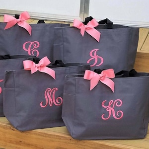 Set of 10 Personalized Bridesmaid Bags, Tote Bags, Monogrammed Wedding ...