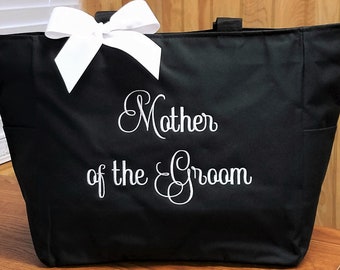 Mother of the Groom Tote, Mother of the Bride Tote, Zipper Tote Bag MOB MOG, Personalized Tote Bag Bride, Monogrammed Gift