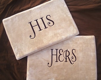HIS HER Bath Mat Personalized Set of 2 Bathroom Mats Bathroom Rugs Memory Foam Personalized Mats Monogrammed Gift Wedding