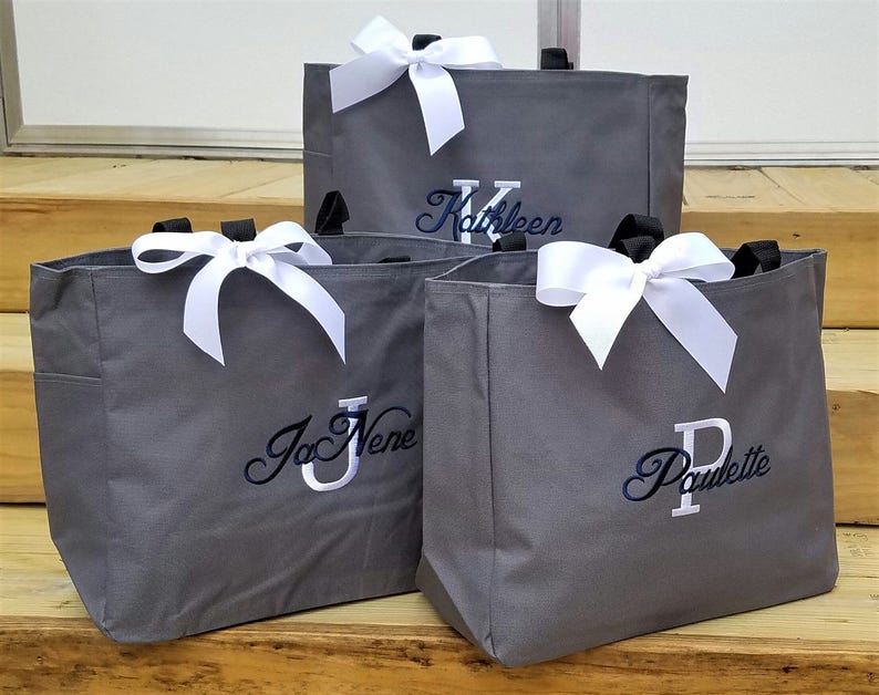 Set of 10 Personalized Bridesmaid Bags Tote Bags Monogrammed Etsy