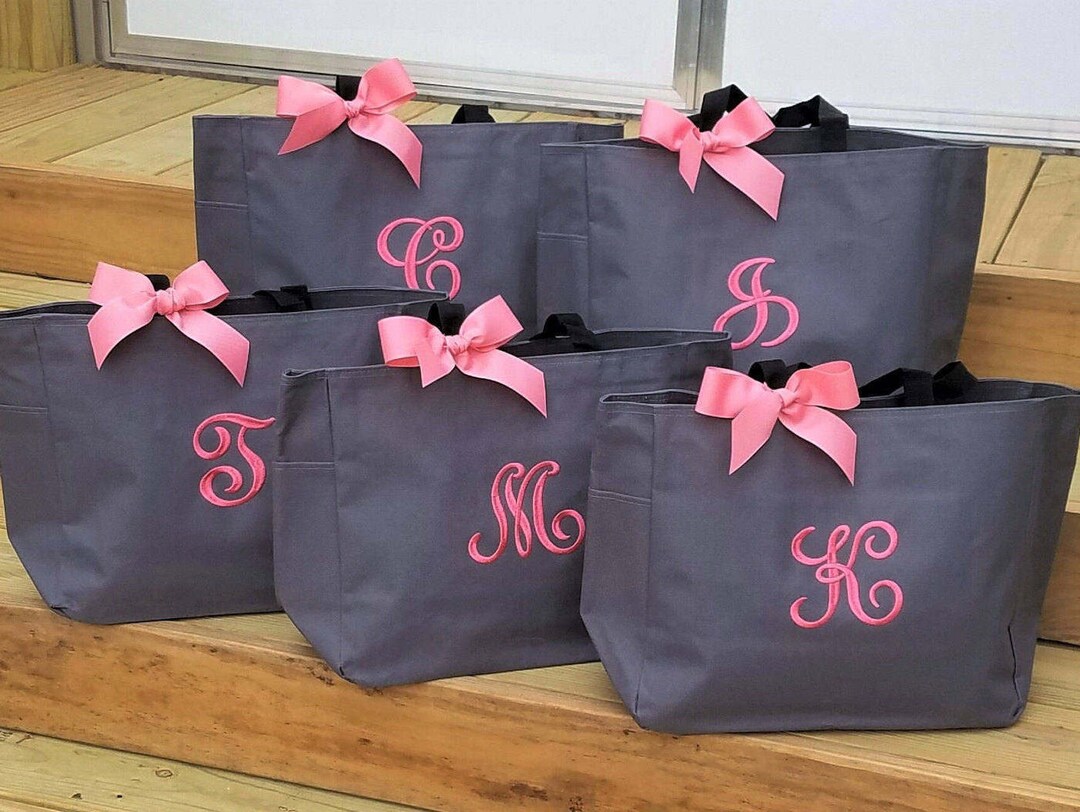 Set of 10 Personalized Bridesmaid Bags, Tote Bags, Monogrammed Wedding ...