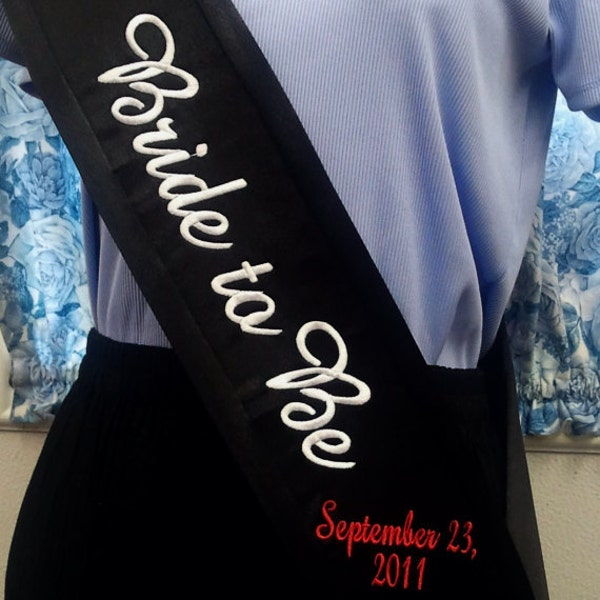 Wedding Sash Personalized Satin Banner Bride to Be