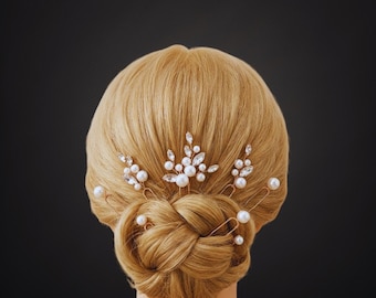 Wedding Hair Pins Romantic Pearl Set of 7 – Handmade Bridal Accessories