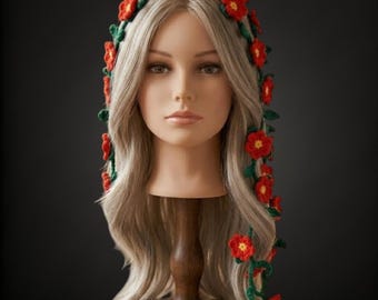 Hand-crochet Flower Vine, Head Rope for Hair, Neck, or Waist, Fairycore Accessory