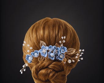 Peineta nupcial, elegante adorno para el cabello con flores blancas, tocado de novia.