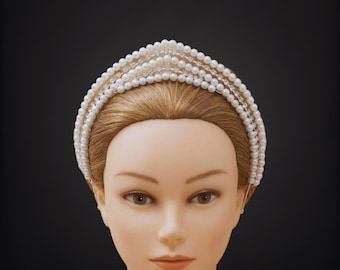Pearl Headband - Bohemian Wedding Hair Accessory with Pearls & Rhinestones
