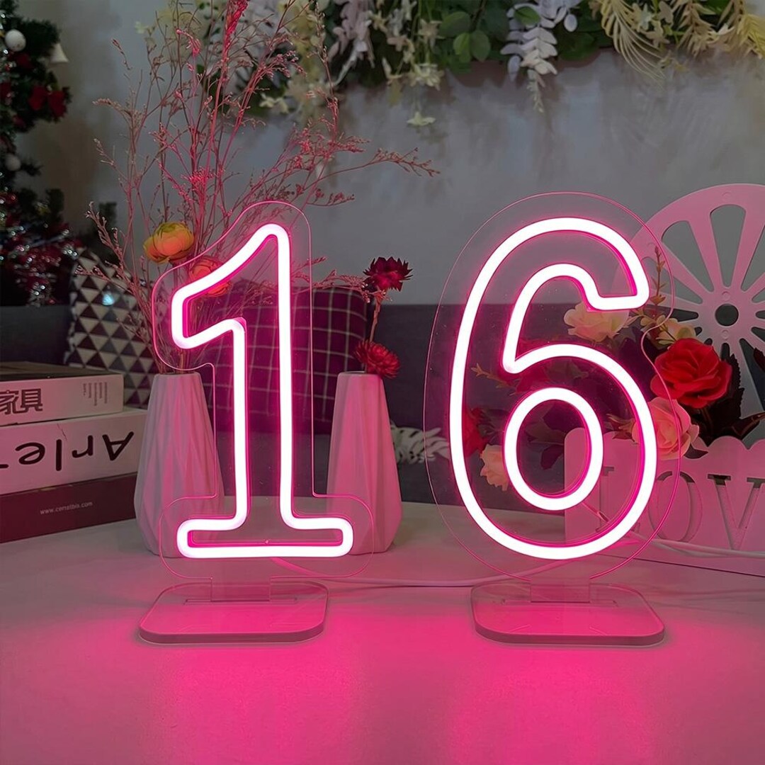 Custom Neon Number Sign, Wedding Table Decor, LED Event Light - Etsy