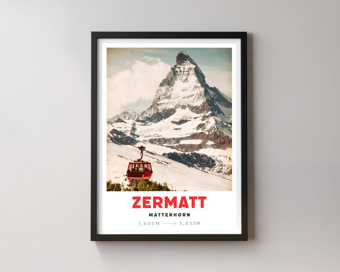 Vintage Zermatt Ski Resort Poster – Matterhorn Ski Lift - Etsy
