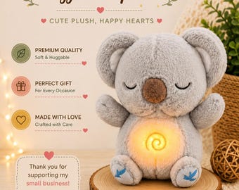 Breathing Koala Plush Toy – Realistic Heartbeat & Calming Sounds | Anxiety Relief Sleep Companion | Soft Cuddly Koala | Cozy Gift