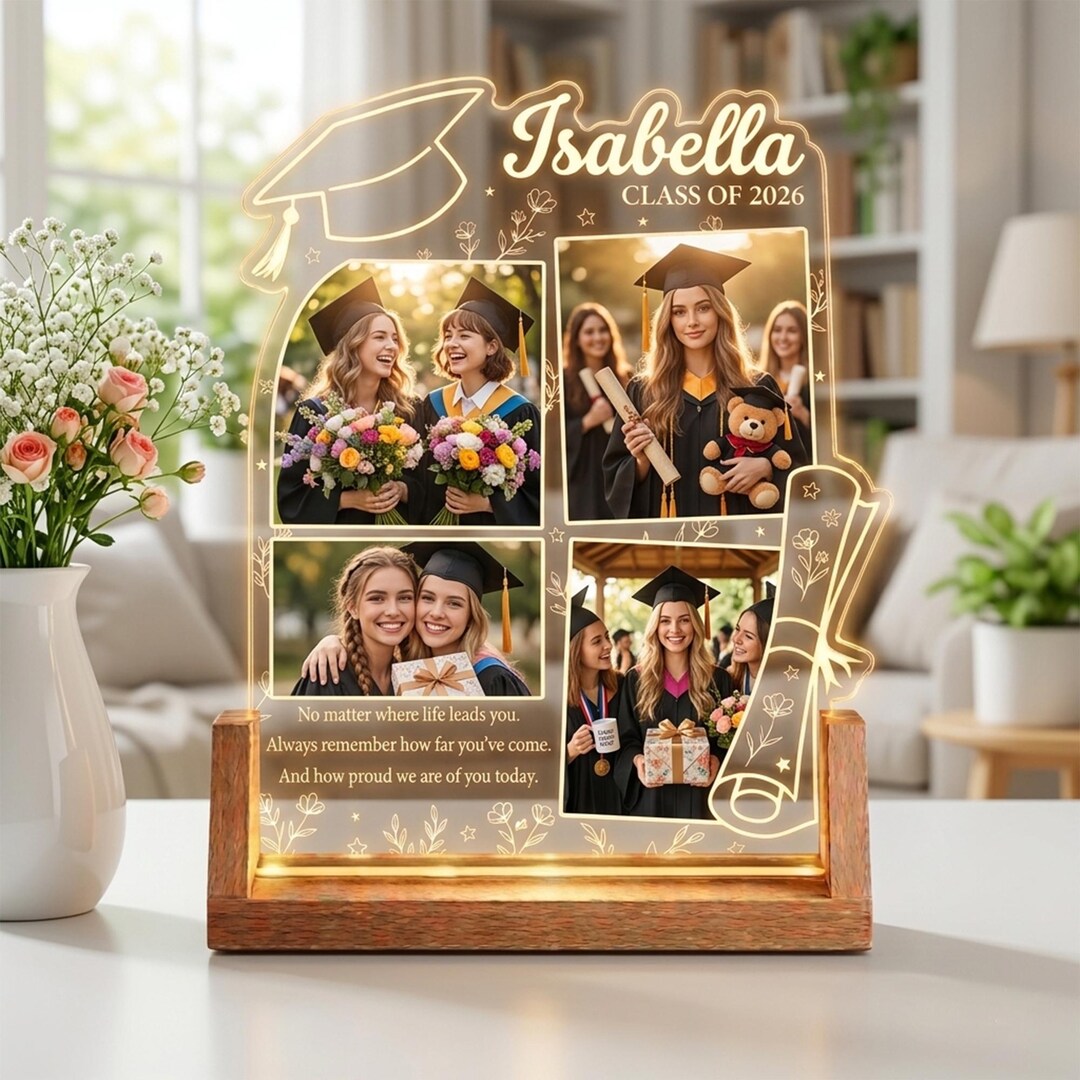 Graduation Led Version Personalized Graduation LED Plaque, Custom Photo Collage Night Light ...