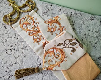 Tapiz de pared jacquard belga vintage / Pancarta tejida / Decoración de pared de latón / Estilo Dark Academia