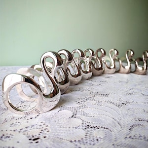 Vintage Silver-Plated Swan Napkin Rings | Set of 8 | Elegant Table Setting Holders