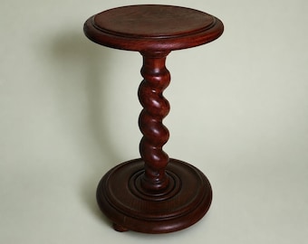 Mesa auxiliar/soporte para plantas de interior de caoba antigua con diseño de espiral de cebada / Decoración tradicional victoriana inglesa