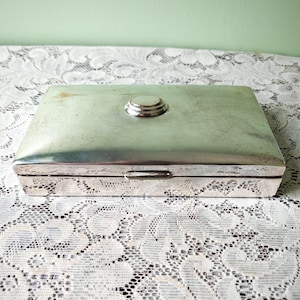 Caja de puros vintage plateada / Colección Simla Royal EDNS / Caja decorativa para guardar recuerdos
