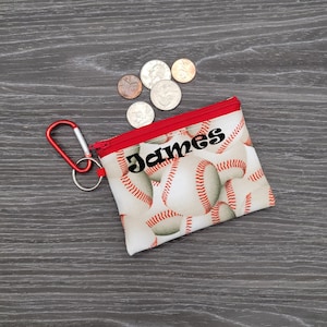 Billetera para niños, billetera personalizada, billetera para efectivo para niños, billetera para niños, billetera para niños, estuche para audífonos, estuche para monedas, muñequera -BALONES DE BÉISBOL EMPAQUETADOS-