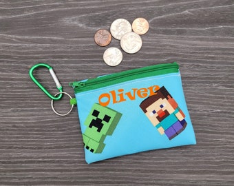 Kids Wallet, Personalized Wallet, Kids Cash Wallet, Children Wallet, Boy Wallet, Ear Bud Pouch, Coin Pouch -MINECRAFT-
