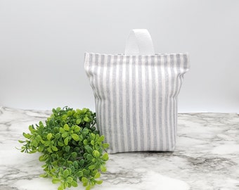 Door stopper, Heavy Door Stop, Fabric Door Stopper, Weighted Stopper, Decorative Door Stopper, Door Holder -Gray Storm Ticking-