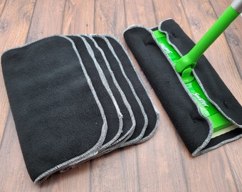 Reusable Mop Pads, Mop Cover, Dry Mop, Fleece Mop, Fabric Mop Pad, Mop Cover, READY to SHIP -Black Fleece -