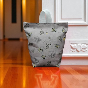 Door stopper, Heavy Door Stop, Fabric Door Stopper, Weighted Stopper, Decorative Door Stopper, Door Stop, Door Holder -Grey Bee-