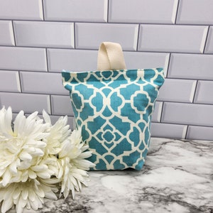 Door stopper, Heavy Door Stop, Fabric Door Stopper, Weighted Stopper, Decorative Door Stopper, Door Stop, Door Holder -Aqua Lattice-