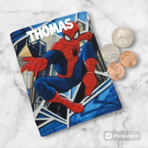 Cartera para niños, cartera personalizada, cartera en efectivo para niños, cartera para niños, cartera para niños, bolsa para auriculares, bolsa para monedas, pared de cordón -ELIGE TU TELA-