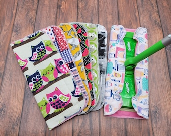 Reusable Mop Pads, Mop Cover, Dry Mop, Cotton Mop, Fabric Mop Pad, Mop Cover, READY to SHIP -Prints Mix or Solid Mix Flannel-