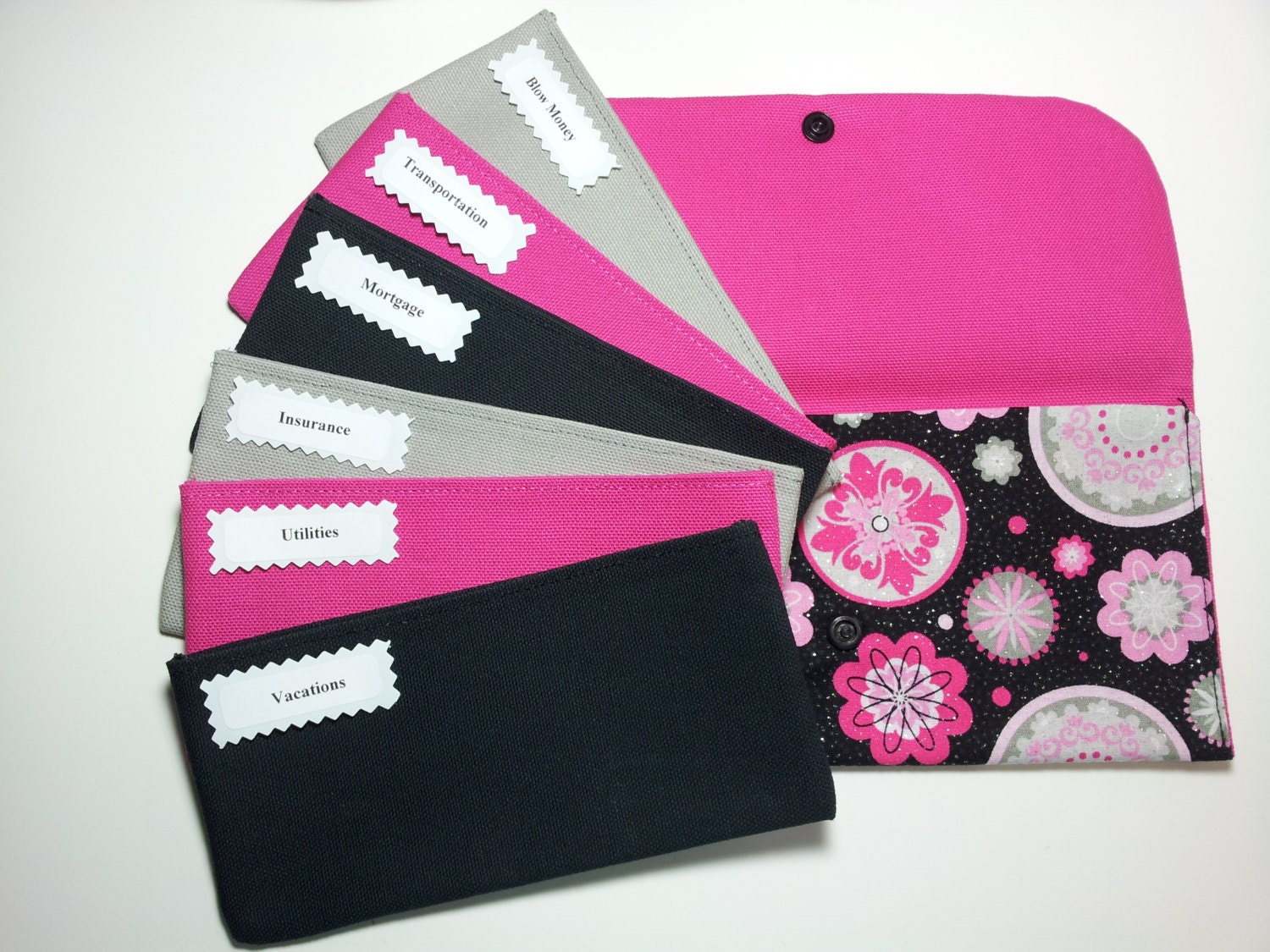 Cash Envelope Wallet Fabric Cash Envelopes Pink Medallion Etsy