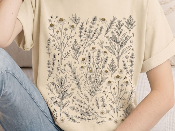 Cottagecore Herb Shirt for Kitchen Witches, Botanical Comfort Colors Tee, Gift for Herbalists and Plant Lovers