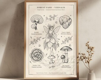 Forest Fairy Spring Print, Cottagecore Wall Art, Woodland Nursery Decor, Large Format Print