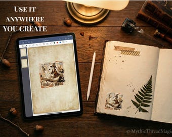 Witch Booktok PNG, Victorian Gothic Faux Collage, Bookish Digital Download
