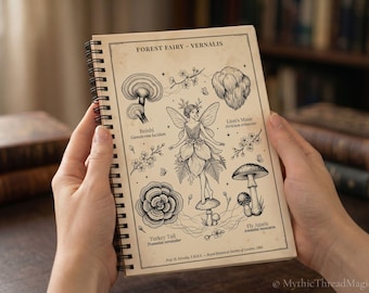Forest Fairy Spring Notebook, Victorian Woodland Nursery, Mushroom Spiral Journal
