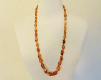 BUTTERSCOTCH AGATE NECKLACE - Long, Graduated, Natural  Gemstone Bead Necklace - Hand Knotted with Barrel Clasp - 32 1/2 in. (82.5 cm) Long