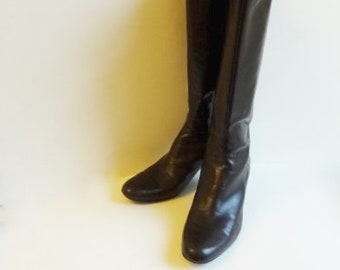 FINE ITALIAN BOOTS - Women's Dress Boots by Bandolino - Very Well Made - Chocolate Brown Leather - American Size 8M, British Size 5.5