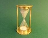 SMALL BRASS HOURGLASS - Contains White Sand - Stands 3 2 quot (9 cm) High - Perfect for Timing a Hard Boiled Egg or Short Phone Call